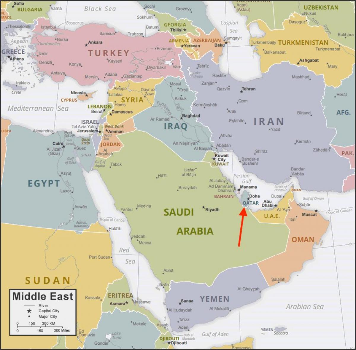 Qatar location on the Western Asia map